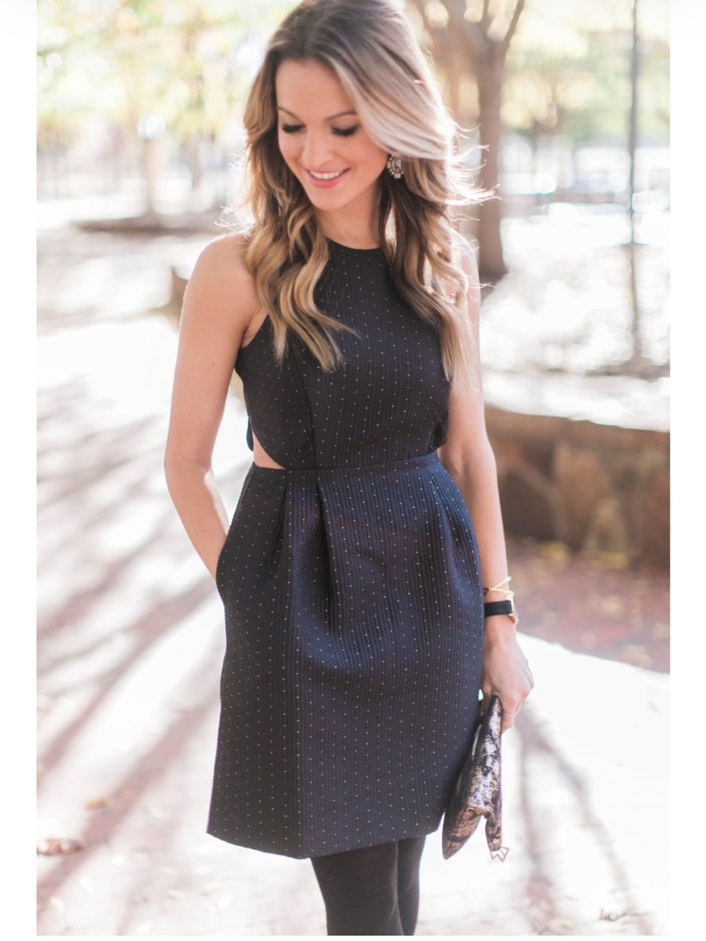 Madewell Black Nightfall Jacquard Cutout Mini Dress Size 6